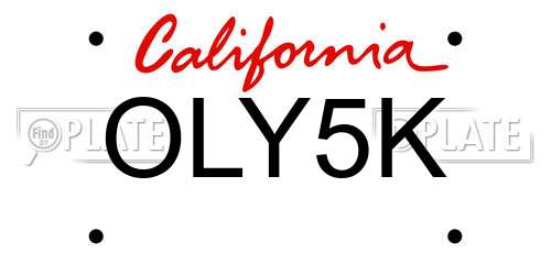 OLY5K California License Plate
