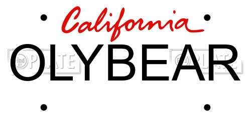 OLYBEAR California License Plate