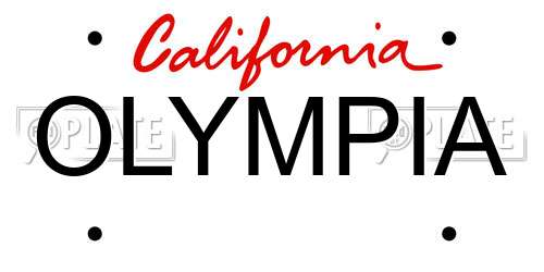 OLYMPIA California License Plate