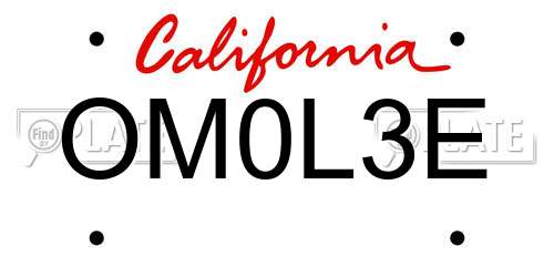 OM0L3E California License Plate
