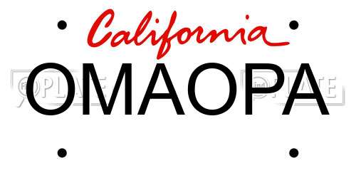 OMAOPA California License Plate