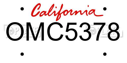 OMC5378 California License Plate