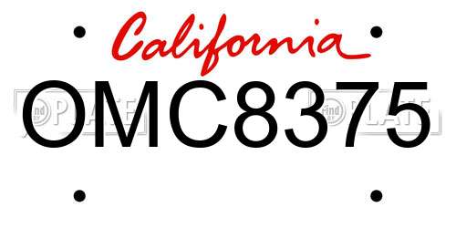 OMC8375 California License Plate
