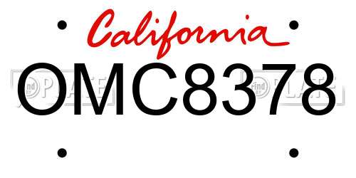OMC8378 California License Plate