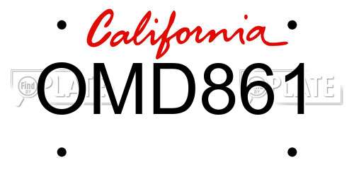 OMD861 California License Plate