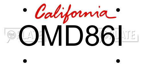 OMD86I California License Plate