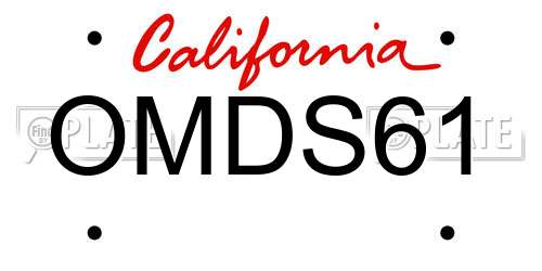 OMDS61 California License Plate
