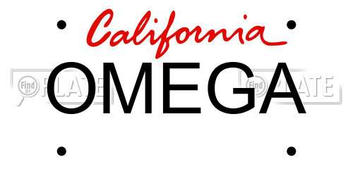 OMEGA California License Plate