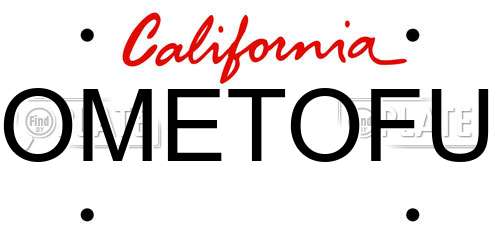 OMETOFU California License Plate
