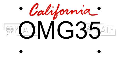 OMG35 California License Plate