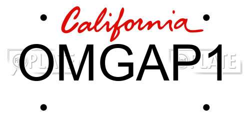 OMGAP1 California License Plate