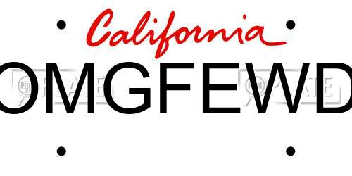 OMGFEWD California License Plate