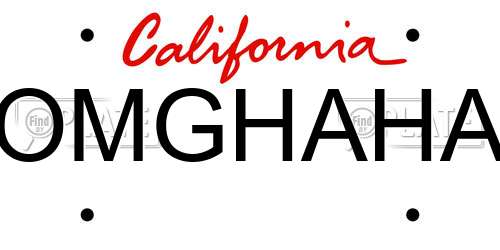 OMGHAHA California License Plate