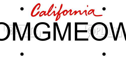OMGMEOW California License Plate