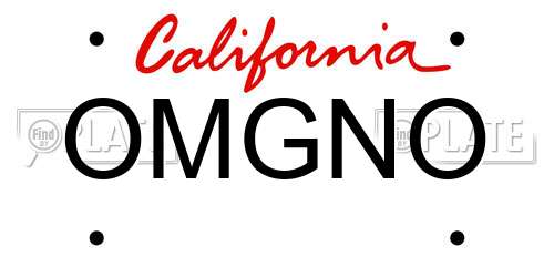 OMGNO California License Plate