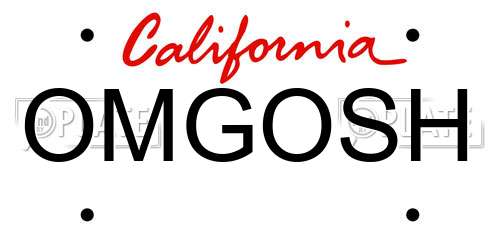 OMGOSH California License Plate