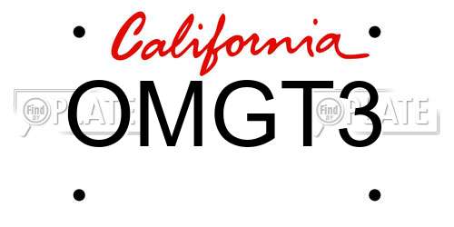 OMGT3 California License Plate