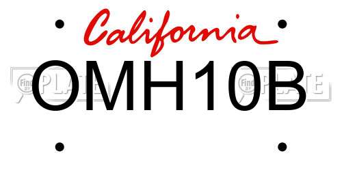 OMH10B California License Plate