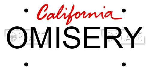 OMISERY California License Plate