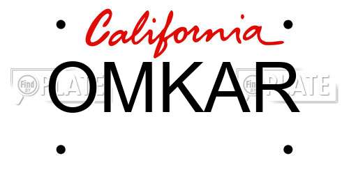 OMKAR California License Plate