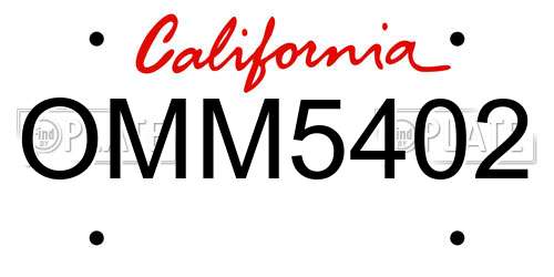 OMM5402 California License Plate