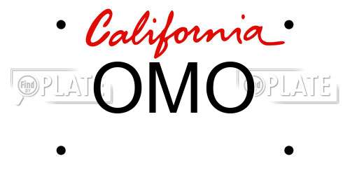 OMO California License Plate