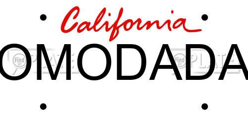 OMODADA California License Plate
