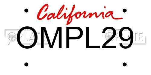 OMPL29 California License Plate