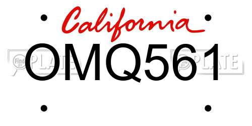 OMQ561 California License Plate