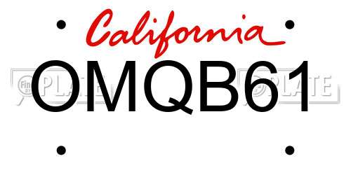 OMQB61 California License Plate