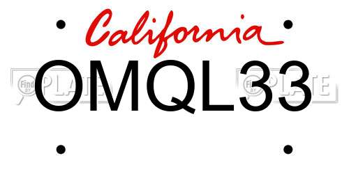 OMQL33 California License Plate