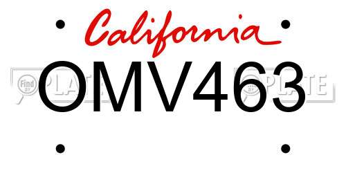 OMV463 California License Plate