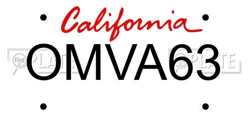 OMVA63 California License Plate