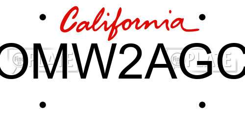 OMW2AGC California License Plate