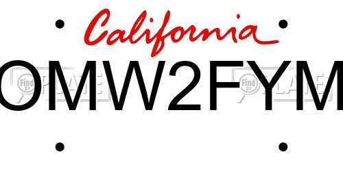 OMW2FYM California License Plate