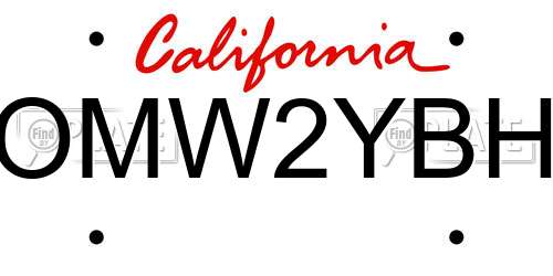 OMW2YBH California License Plate