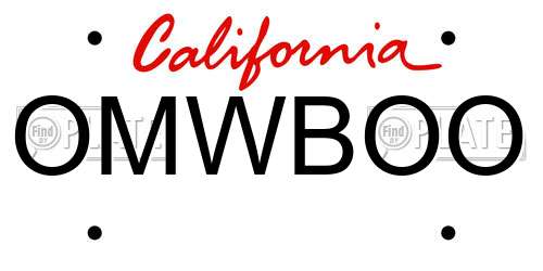 OMWBOO California License Plate