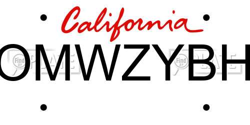 OMWZYBH California License Plate
