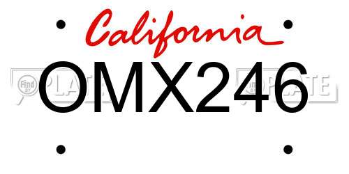 OMX246 California License Plate