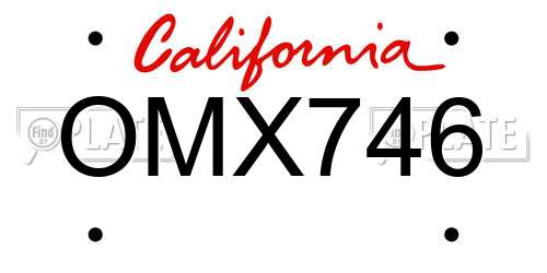 OMX746 California License Plate