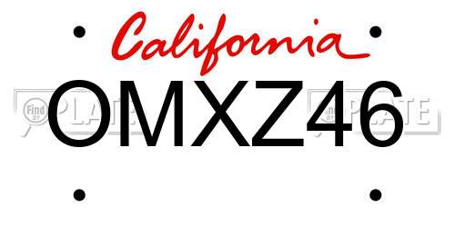 OMXZ46 California License Plate