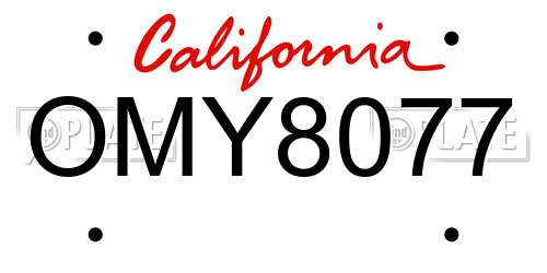 OMY8077 California License Plate