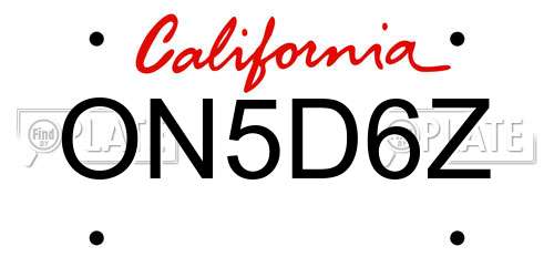 ON5D6Z California License Plate