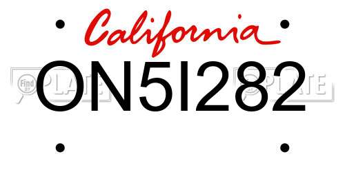 ON5I282 California License Plate