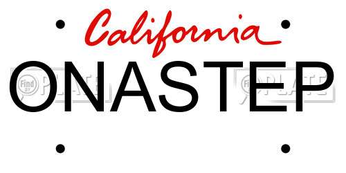 ONASTEP California License Plate