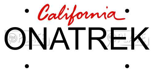 ONATREK California License Plate