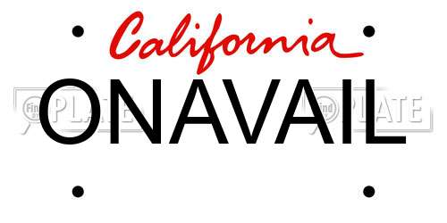 ONAVAIL California License Plate