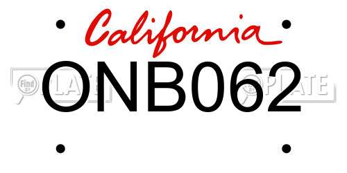 ONB062 California License Plate