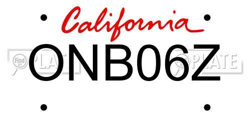 ONB06Z California License Plate