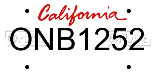 ONB1252 California License Plate